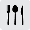 A fork, knife and spoon are shown here.