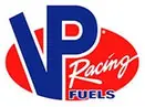 A red and blue logo for vp racing fuels.